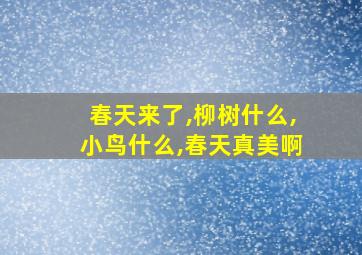 春天来了,柳树什么,小鸟什么,春天真美啊