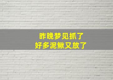 昨晚梦见抓了好多泥鳅又放了