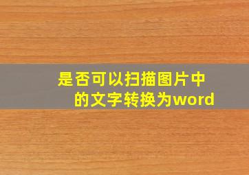 是否可以扫描图片中的文字转换为word