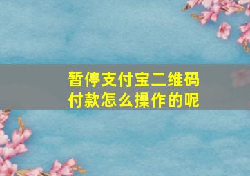 暂停支付宝二维码付款怎么操作的呢