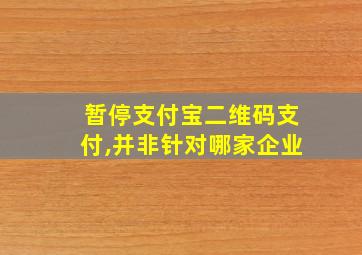 暂停支付宝二维码支付,并非针对哪家企业