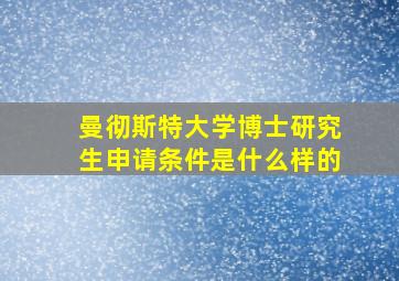 曼彻斯特大学博士研究生申请条件是什么样的