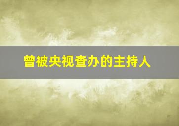 曾被央视查办的主持人