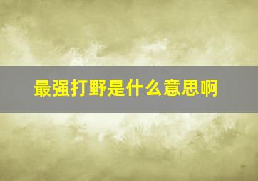 最强打野是什么意思啊