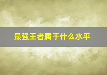 最强王者属于什么水平