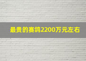 最贵的赛鸽2200万元左右