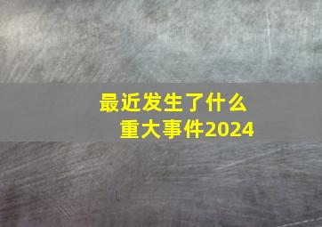 最近发生了什么重大事件2024