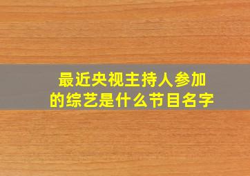 最近央视主持人参加的综艺是什么节目名字