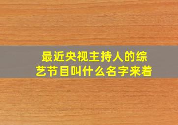 最近央视主持人的综艺节目叫什么名字来着