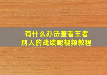 有什么办法查看王者别人的战绩呢视频教程