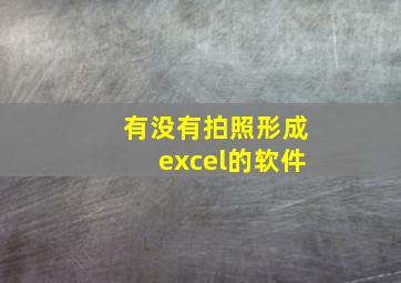 有没有拍照形成excel的软件