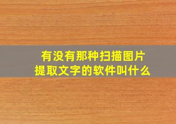 有没有那种扫描图片提取文字的软件叫什么