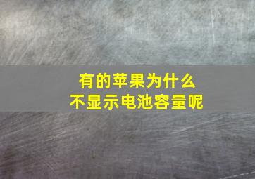 有的苹果为什么不显示电池容量呢