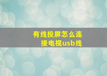 有线投屏怎么连接电视usb线