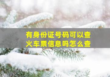 有身份证号码可以查火车票信息吗怎么查