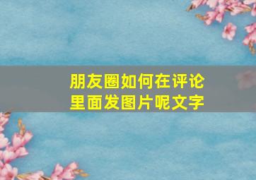 朋友圈如何在评论里面发图片呢文字