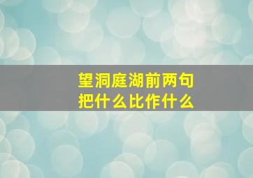 望洞庭湖前两句把什么比作什么