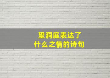 望洞庭表达了什么之情的诗句