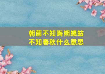 朝菌不知晦朔蟪蛄不知春秋什么意思