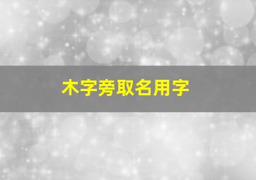 木字旁取名用字