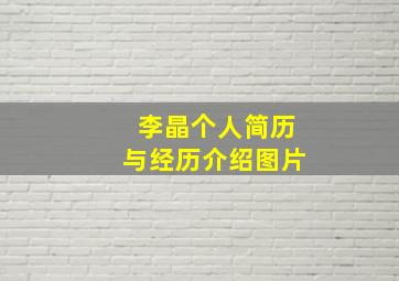 李晶个人简历与经历介绍图片