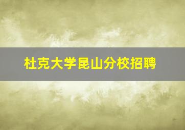 杜克大学昆山分校招聘