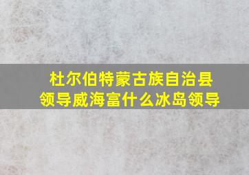 杜尔伯特蒙古族自治县领导威海富什么冰岛领导