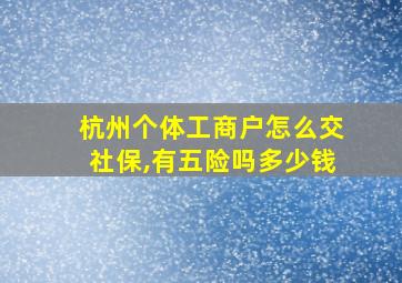 杭州个体工商户怎么交社保,有五险吗多少钱