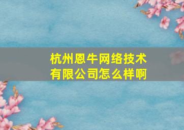 杭州恩牛网络技术有限公司怎么样啊