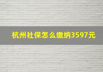 杭州社保怎么缴纳3597元