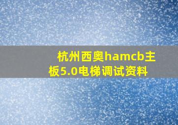 杭州西奥hamcb主板5.0电梯调试资料