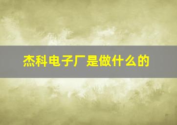 杰科电子厂是做什么的