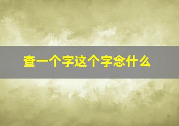 查一个字这个字念什么