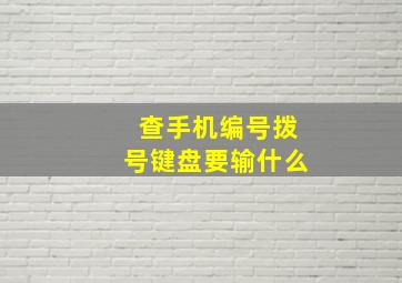 查手机编号拨号键盘要输什么