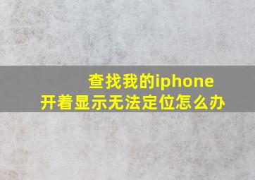 查找我的iphone开着显示无法定位怎么办