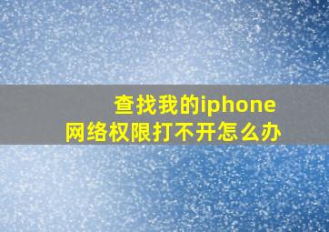 查找我的iphone网络权限打不开怎么办