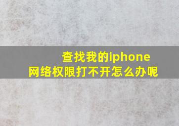 查找我的iphone网络权限打不开怎么办呢