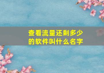 查看流量还剩多少的软件叫什么名字