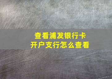 查看浦发银行卡开户支行怎么查看