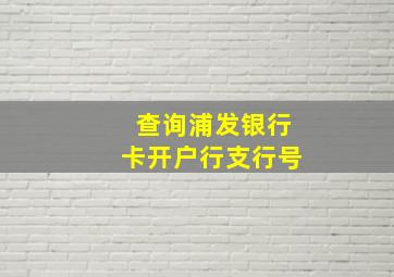 查询浦发银行卡开户行支行号