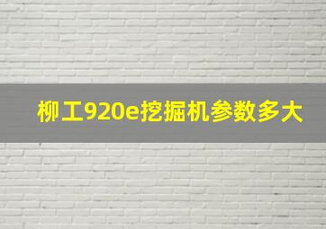 柳工920e挖掘机参数多大