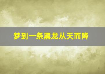 梦到一条黑龙从天而降