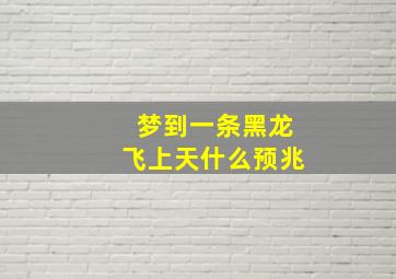 梦到一条黑龙飞上天什么预兆