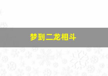 梦到二龙相斗