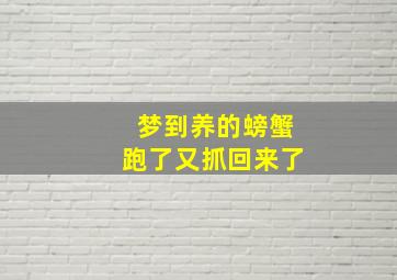 梦到养的螃蟹跑了又抓回来了