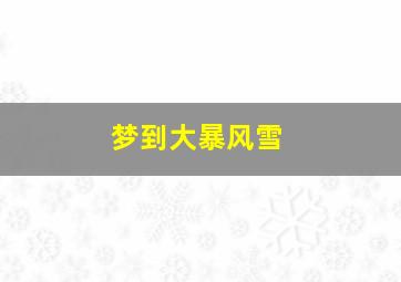 梦到大暴风雪