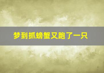 梦到抓螃蟹又跑了一只