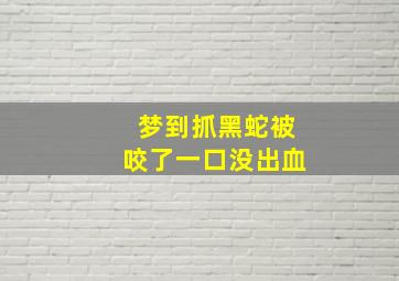 梦到抓黑蛇被咬了一口没出血