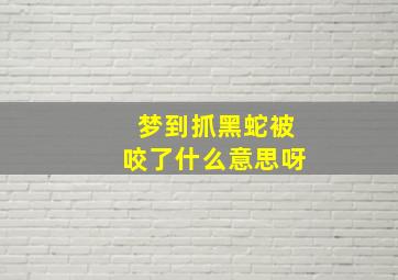 梦到抓黑蛇被咬了什么意思呀