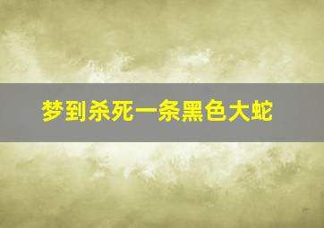 梦到杀死一条黑色大蛇